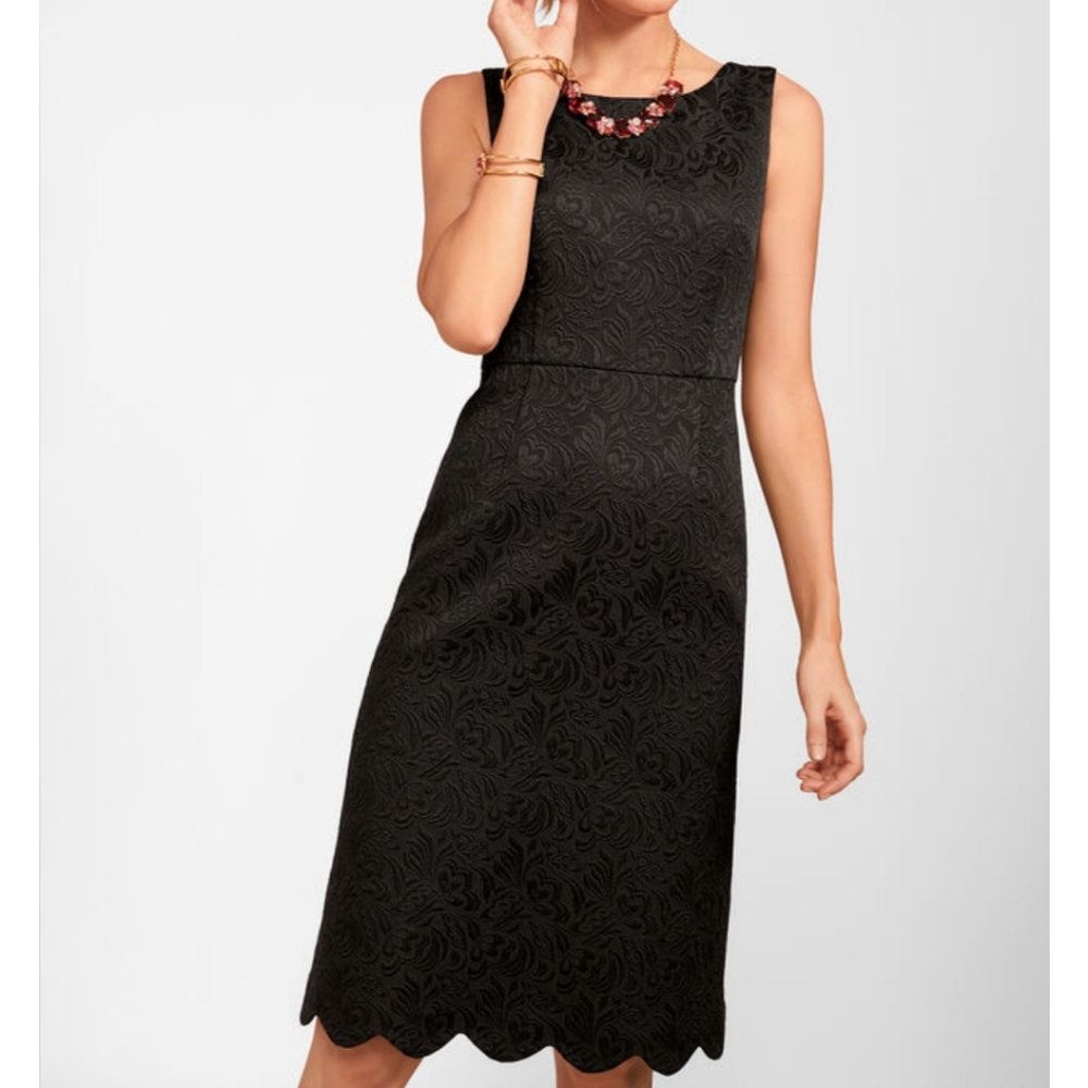 Talbots Floral Matelassé Scalloped hem dress - Picture 1 of 8